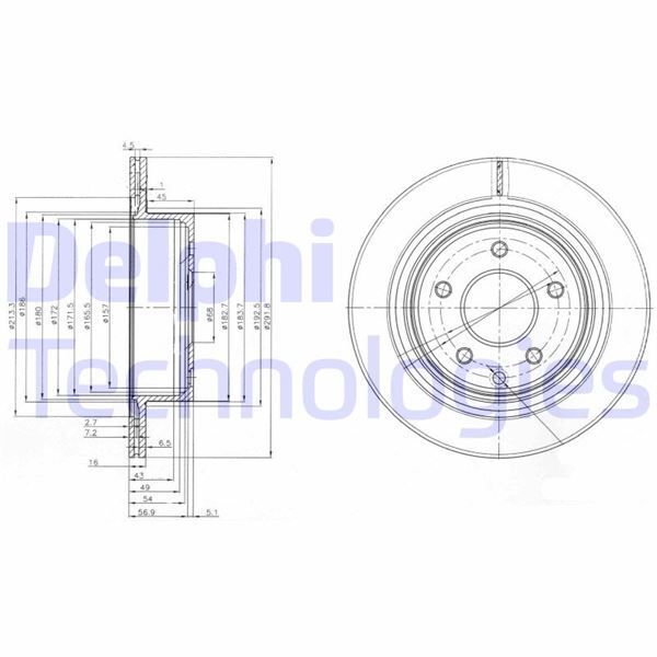 DELPHI ARKA FREN AYNASI X-TRAIL 01 X-TRAIL II 07 13 QASHQAI 07 13 JUKE F15 14 19 KOLEOS 08 KOLEOS II 1 6 292X16X5DELİK KAPLAMALI (432003112R)