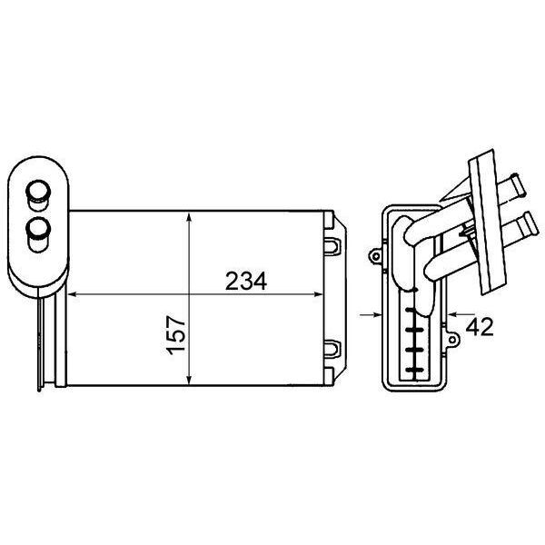 MAHLE KALORİFER RADYATÖRÜ A3-CADDY-GOLF-JETTA-POLO-IBIZA-CORDOBA-OCTAVIA-1.4-1.6-1.8-1.9TD I-2.0 234X156X42 (191819031)