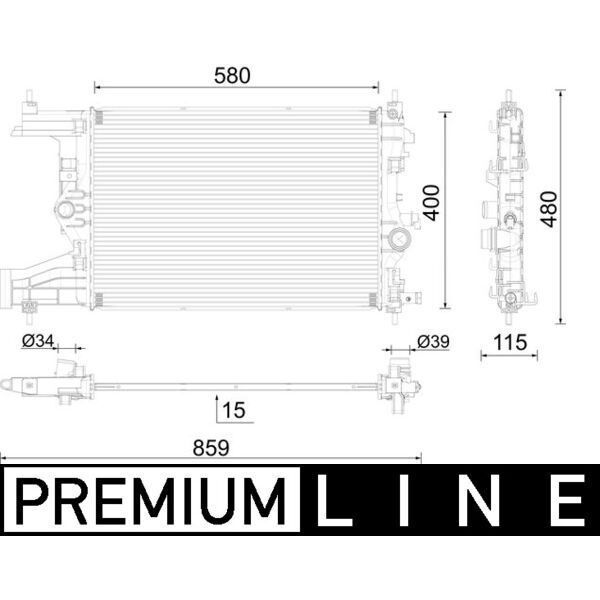 MAHLE RADYATÖR PREMIUM LINE OTOMATİK ASTRA J-ZAFIRA TOURER C-CRUZE 1.4-1.6 AL/PL/BRZ 580X398X16 (1300299)