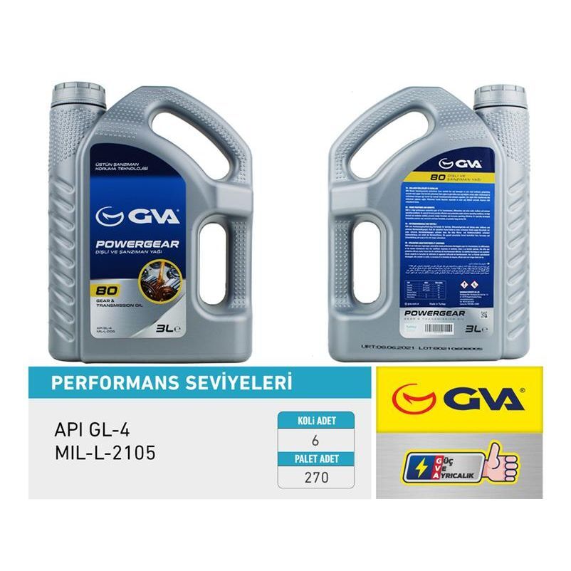 GVA ŞANZIMAN YAĞI 80W API GL-4 3 LT (80W)
