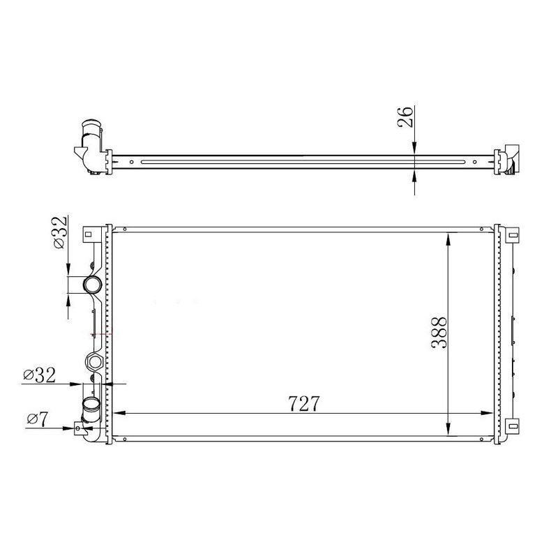 MY RADYATÖR MOVANO-MASTER II 99-01 1.9-2.2-2.5-2.8 DT AC MEK 728X414.5X27 (7701049664)