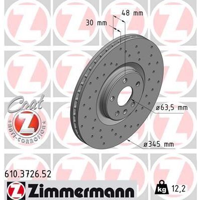 ZIMMERMANN ÖN FREN DİSKİ ADET S60 III S90 II V60 IIV90 II XC40 XC60 II XC90 II 17 DELİKLİ --DF6939S 345 CAP (31400568)