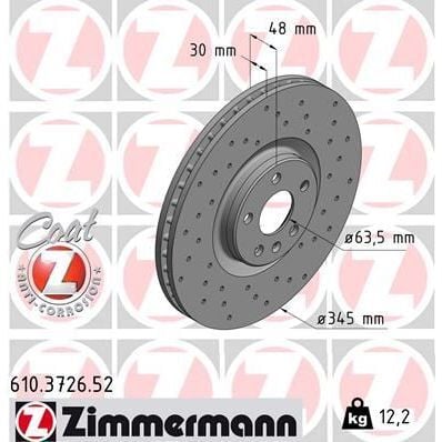 ZIMMERMANN ÖN FREN DİSKİ ADET S60 III S90 II V60 IIV90 II XC40 XC60 II XC90 II 17 DELİKLİ --DF6939S 345 CAP (31400568)