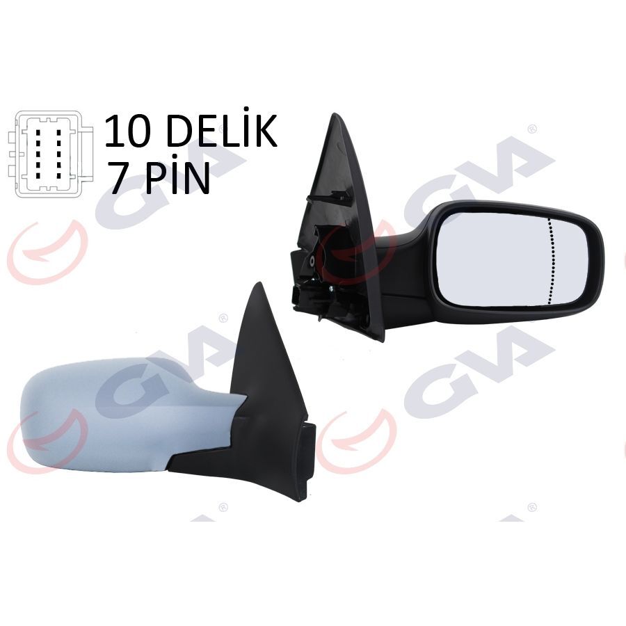 GVA DIŞ DİKİZ AYNASI SAĞ MEGANE 02> ELEKTRİKLİ ISITMALI SENSÖRLÜ ASTARLI ASFERİK 7 FİŞ VM-138EHPSR (7701054688)