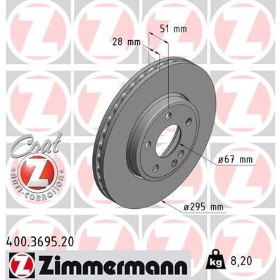 ZIMMERMANN FREN DISKI ON MERCEDES W176 W246 C117 X117 X156 (A2464212412)