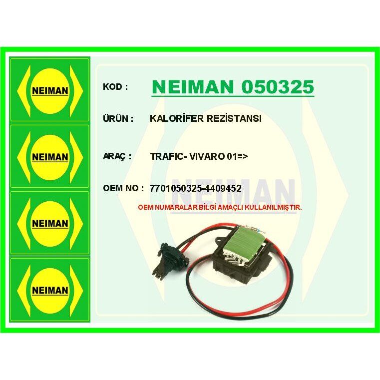 BESCHER KALORİFER REZİSTANSI TRAFIC- VIVARO 01 (7701050325)