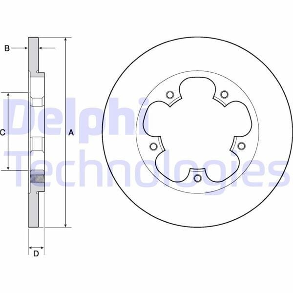 DELPHI ARKA FREN DISKI TRANSIT V363 14> TEK TEKER A.CEKER DUZ 308MM 5 BIJON (1815599)