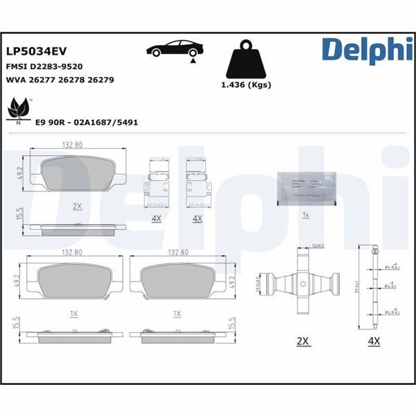 DELPHI FREN BALATASI ARKA TESLA MODEL 3 5YJ3 2020 MODEL Y 5YJY 2019 (800824400A)