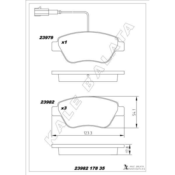 KALE BALATA ÖN BALATA NEMO 1.3 HDİ 75 09 BIPPER 1.3 HDİ 75 10 BIPPER TEPEE 1.3 HDİ 10 FIORINO 1.4 1.3D 09 ÇİFT FİŞLİ (4254.C8)
