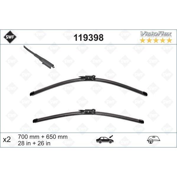 VALEO SILECEK SUPURGESI TAKIMI 700MM / 650MM MERCEDES VITO W639 03 SWF (A6398200200)