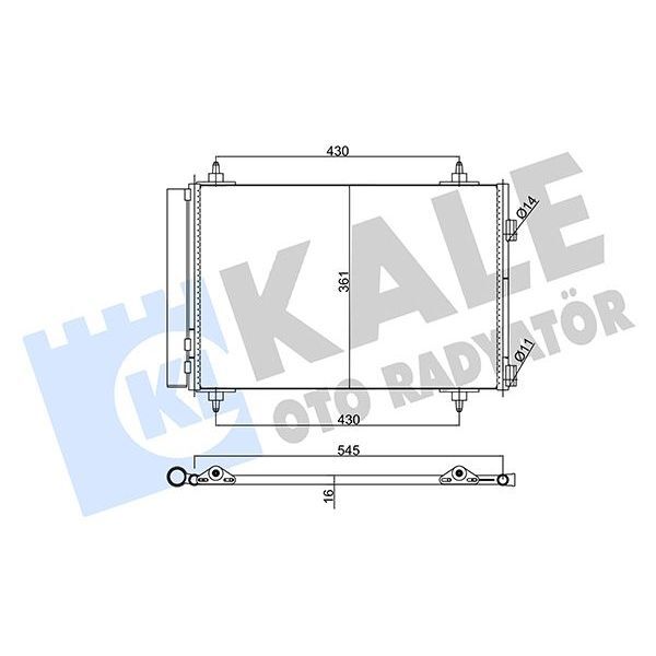 KALE RADYATOR KLİMA KONDENSERİ BERLINGO-PARTNER 08 C4 04 307 00 1.4 16V1.6 16V-2.0 16V AL/AL 570X359X16 (6455.CY)