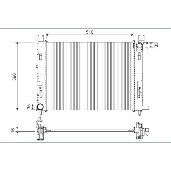 VALEO MOTOR SU RADYATORU CAPTUR I 12> CLIO IV 12> DOKKER 12> SYMBOL III 14> SANDERO II 12> 0.9 TCE 1.2 TCE 1.5 DCI 1.6 506X414X18 (214100055R)
