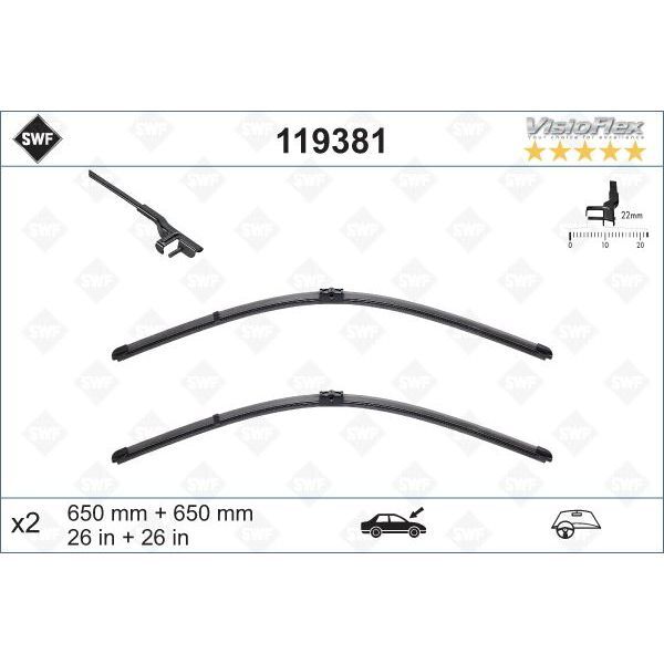 VALEO SILECEK SUPURGESI TAKIMI 650MM / 650MM MERCEDES C219 W211 S211 . PORSCHE CAYENNE . VW TOUAREG SWF (7L0998002)