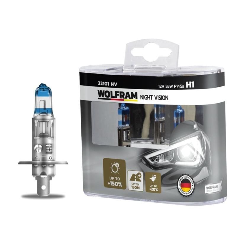 WOLFRAM AMPUL 12V H1 55 P14.5S NIGHT VISION 150 FAZLA 20 BEYAZ IŞIK