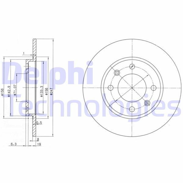 DELPHI ARKA FREN AYNASI P106 SAXO 1.6I.1.6I GTI 96 206 98 306 97-01 XSARA 97 247X8X4DL (4246.G6)