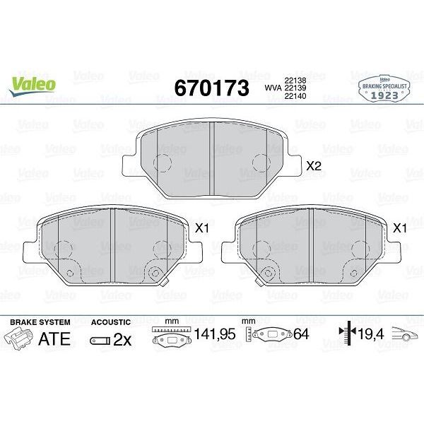VALEO ÖN FREN BALATASI OPEL INSIGNIA B 18> 17 İNÇ JANT (1680880180)