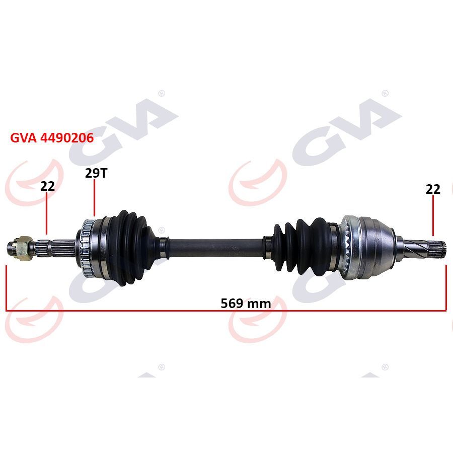 GVA KOMPLE AKS SOL CORSA B 1.6 93-00 ABS Lİ 29 DİŞ 569MM (374259)
