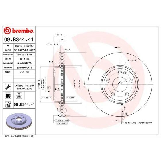 BREMBO FREN DISKI ON MERCEDES W176 W246 C117 X117 X156 (A2464210112)
