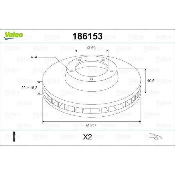 VALEO ON FREN DISKI FIAT DOBLO 01 ALBEA YM PUNTO 01 BRAVA-BRAVO 06 1.3MTJ 257.4X20X 4 DELİK HAVALI (46416712)