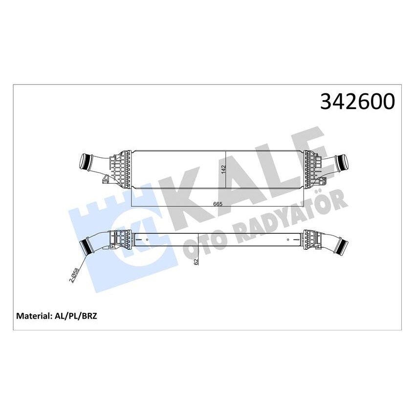 KALE RADYATOR TURBO RADYATÖRÜ INTERCOOLER AUDI A4-A5-A6-Q5 2.0TFSI-1.8TFSI-2.0TDI 08 > 665X134.4X58 AL-PL-BRZ (8K0145805G)