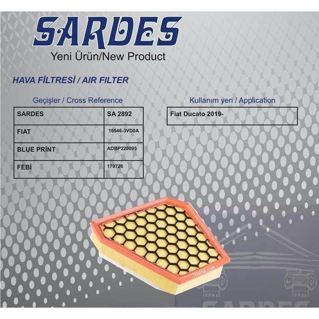 SARDES HAVA FİLTRESİ FIAT DUCATO III 19> 2.3D MTJ (1395975080)
