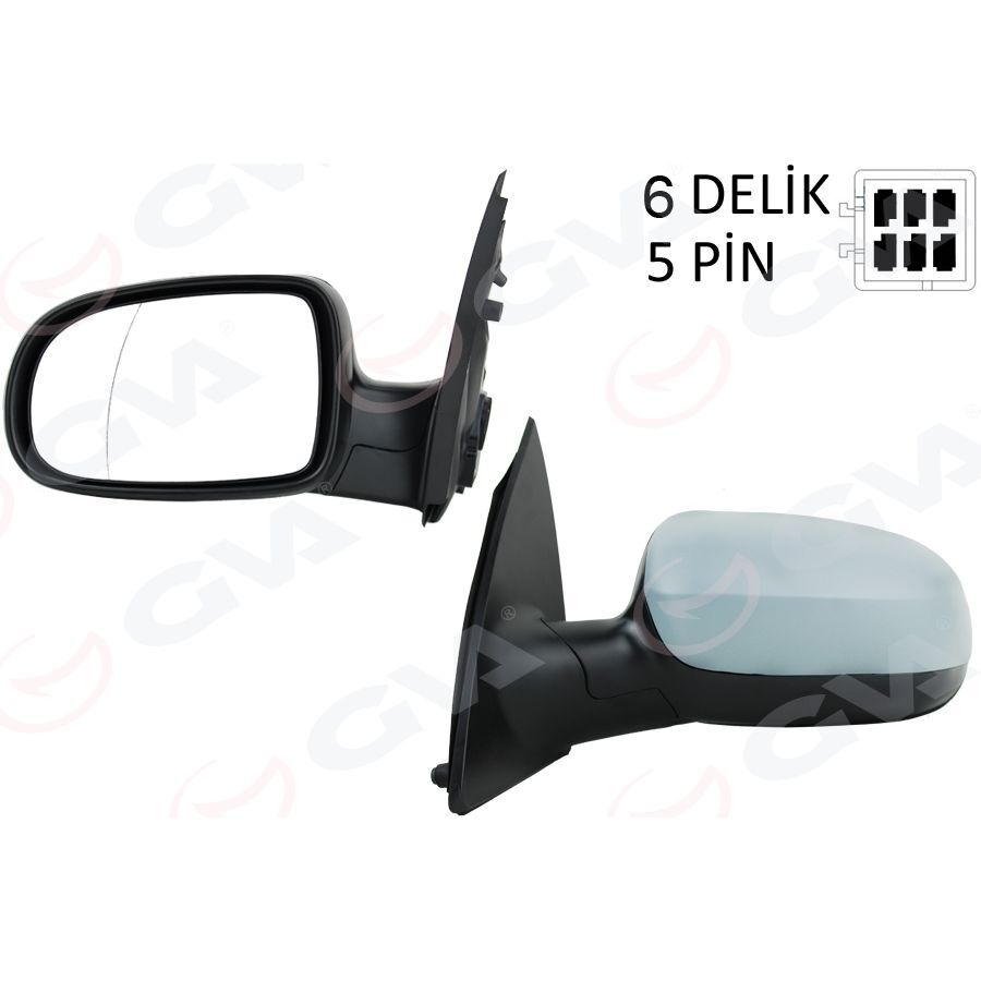 GVA DIŞ DİKİZ AYNASI SOL CORSA C 01> ELEKTRİKLİ ISITMALI ASTARLI ASFERİK 5 FİŞ VM-200EHPAL (1426527)