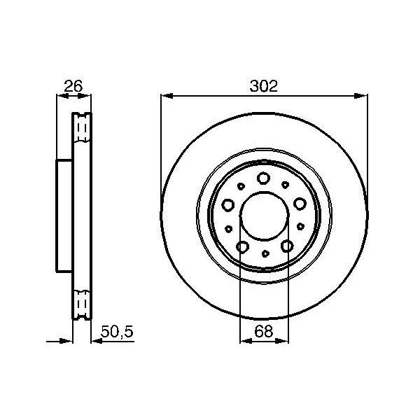 BOSCH ÖN FREN AYNASI HAVALI VOLVO V70 97-00 C70 97-05 S70 96-00 XC70 97-02 302X26X5DLXHAVALI (272276)