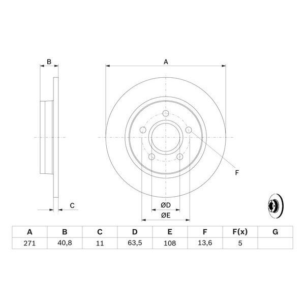 BOSCH ARKA FREN DISK AYNASI FOCUS III 11>17 271X11X63.5X41X5DL (1704765)
