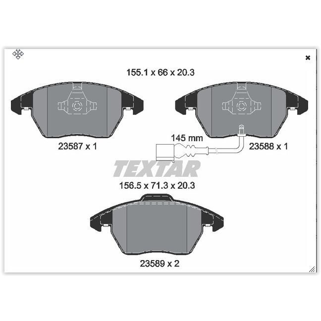 TEXTAR ÖN BALATA FİŞLİ CADDY III 04 > GOLF IV V VI 97 > JETTA PASSAT 05 > POLO 09 > OCTAVIA 04 > (1K0698151)