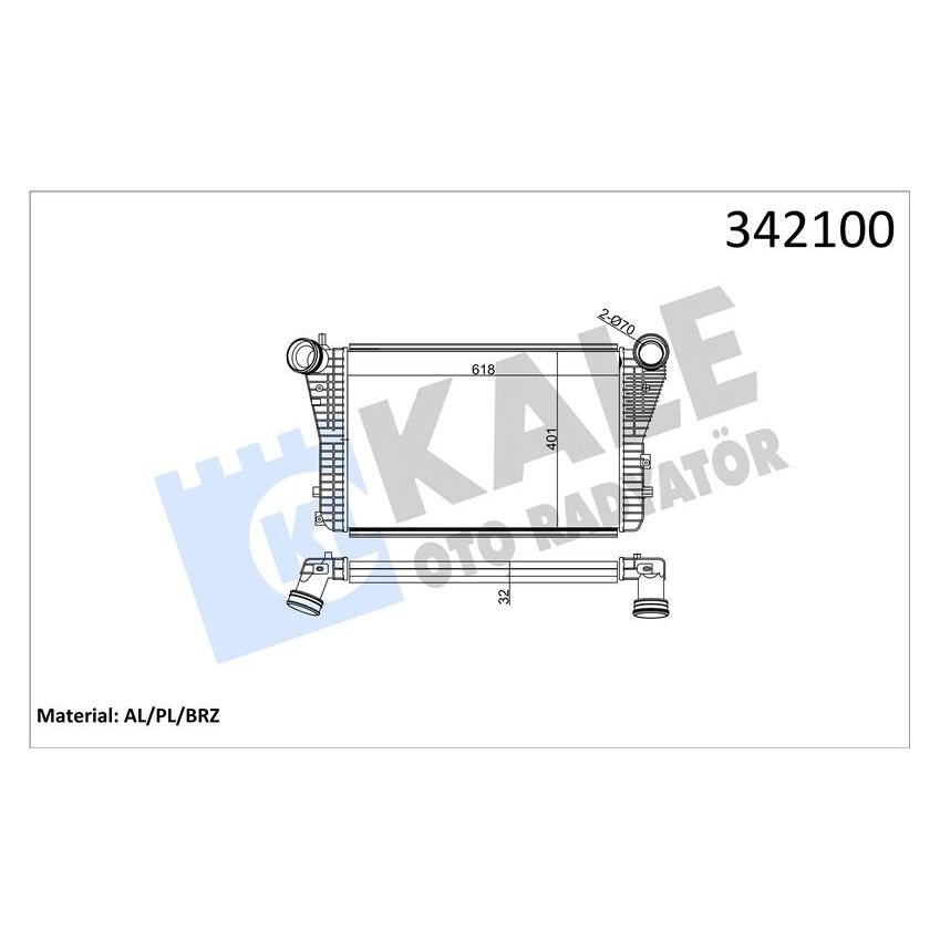 KALE RADYATOR TURBO RADYATÖRÜ INTERCOOLER CADDY-GOLF V-JETTA-A3-LEON-OCTAVIA 1.8-1.9-2.0TDI-TFSI 615X406.6X32 (1K0145803)