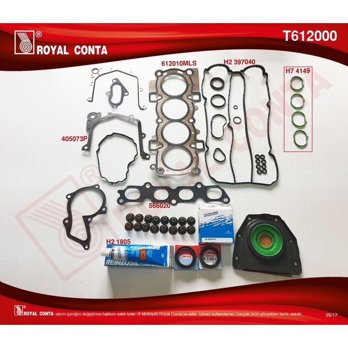 ROYAL MOTOR TAKIM CONTA REINZ KEÇELİ S LASTİKLİ FIESTA VI 1.4 16V 97HP 10/08 (8A6G6008AA)