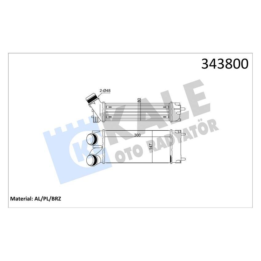 KALE RADYATOR TURBO RADYATÖRÜ INTERCOOLER BERLINGO 04>C4 04>P308 07>PARTNER 04>1.6HDI AL/PL/BRZ 300X147X76 (0384.L4)