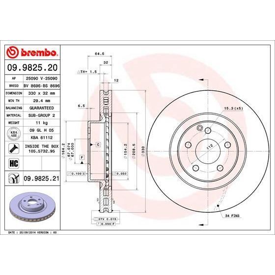 BREMBO FREN DISKI ON MERCEDES C219 W211 S211 X204 (A2044212912)