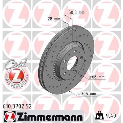 ZIMMERMANN ÖN FREN AYNASI VOLVO S60 00-10 S80 98-06 V70 97-07 XC70 00-07 305X25X5DLX BÜYÜK TİP DELİKLİ -986478494-DF4053S (274170)