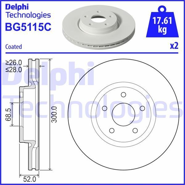 DELPHI ON FREN AYNASI DISKI MONDEO IV S MAX GALAXY 07 11 FREELANDER 2 06-14 EVOQUE 12-18 VOLVO S60 II 10 S80 II V70 III XC70 II 06 (7G911125AA)