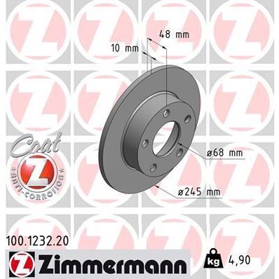 ZIMMERMANN ARKA FREN AYNASI PASSAT 1.8 20V-1.9TDI-2.5-2.8 96> AUDI A4 2.5 QUATTRO 96-01 245X10X5DL 986478888-986479B56-DF4026 (8D0615601A)
