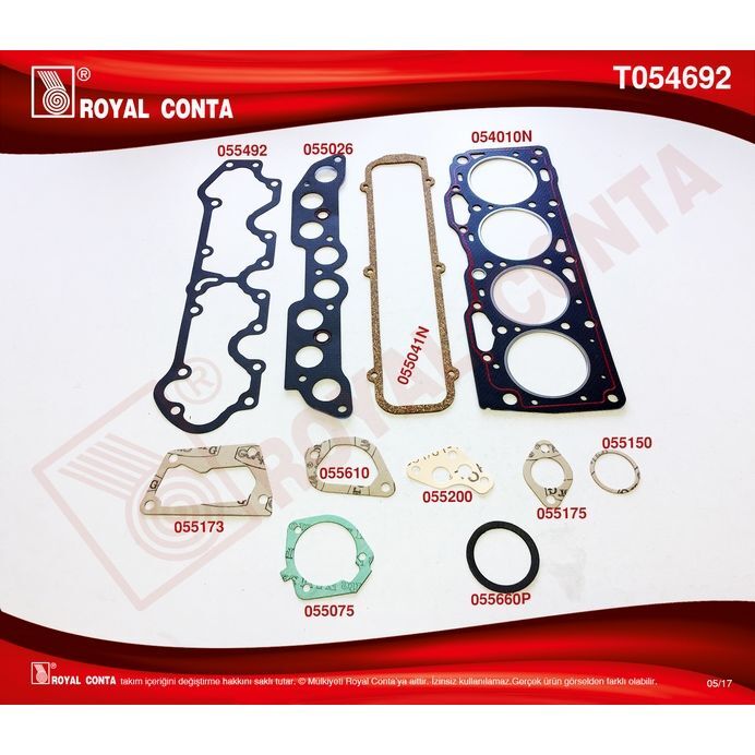 ROYAL T054692N ÜST TAKIM CONTA TIPO-UNO 1.4 146 C1.000-C5.000 160 A.1000 KEÇE VE SUBAP LASTİĞİ YOK (5888262)