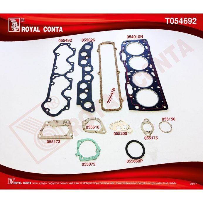ROYAL T054692N ÜST TAKIM CONTA TIPO-UNO 1.4 146 C1.000-C5.000 160 A.1000 KEÇE VE SUBAP LASTİĞİ YOK (5888262)
