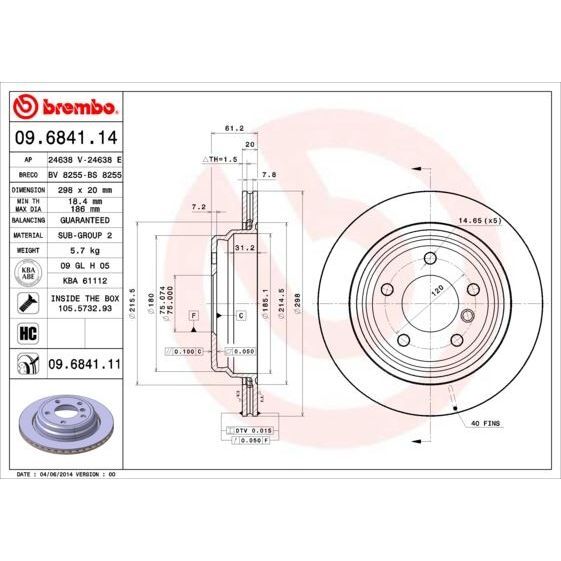 BREMBO FREN DISKI ARKA HAVALI BMW E39 96>03 (34216767060)