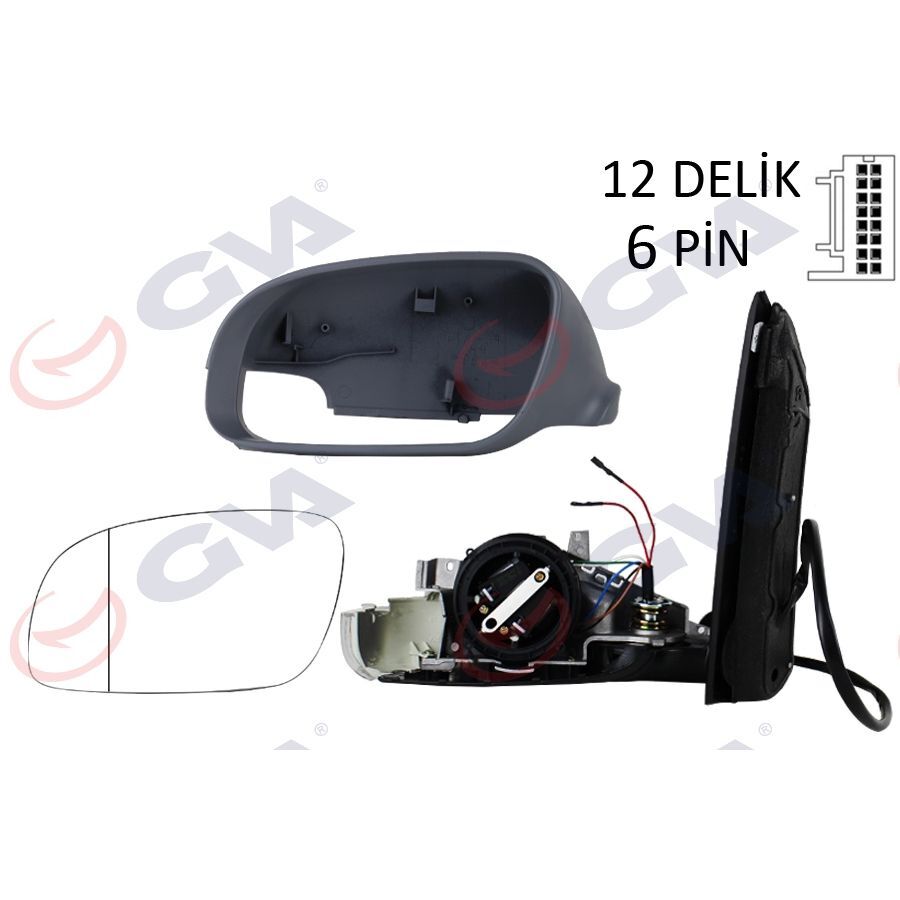 GVA DIŞ DİKİZ AYNASI SOL TOURAN 03> ELEKTRİKLİ ISITMALI SİNYALLİ ASTARLI ASFERİK 6 FİŞ VM-374EHPR (1T1857507F)