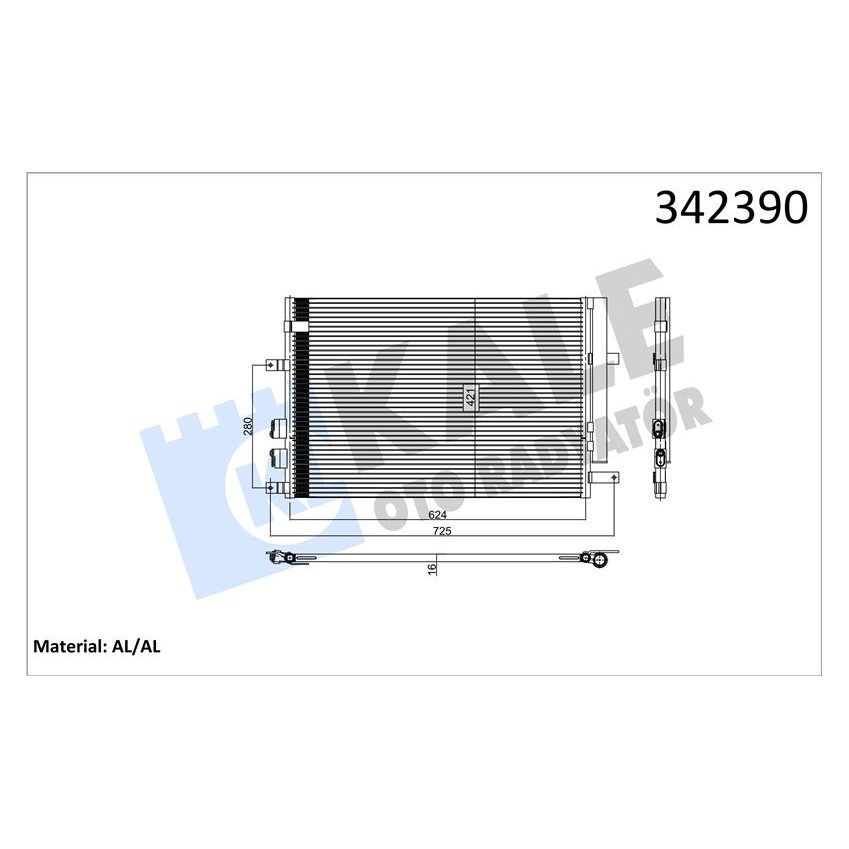 KALE-RADYATOR KLİMA RADYATÖRÜ ALFA ROMEO 159 1.9 JTDM -2005 > 606X408X16 (50507287)