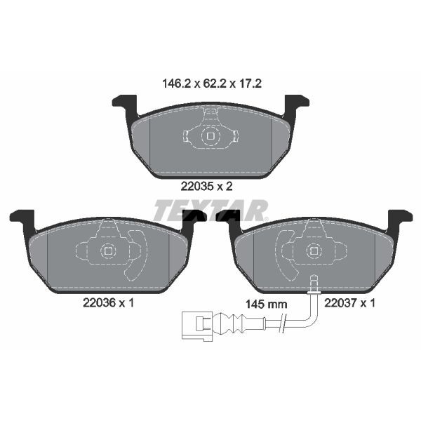 TEXTAR ÖN BALATA ÜSTTEN KULAKLI GOLF7-A3-LEON-OCTAVIA 12 > (5Q0698151C)