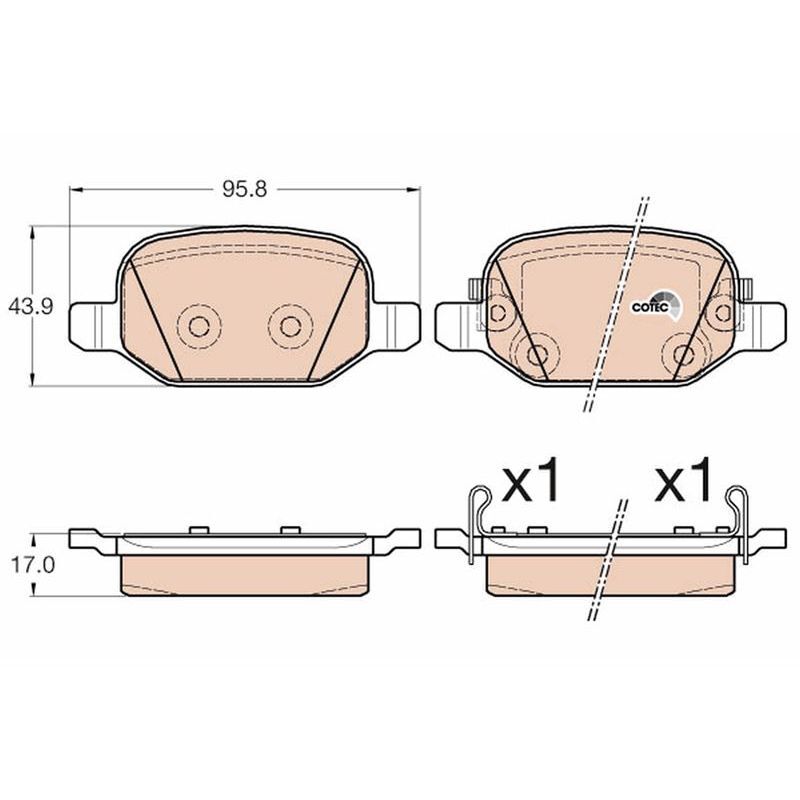 TRW ARKA FREN BALATASI FIAT 500L 12 0.9 1.3DMTJ 1.4 1.6D MTJ (77366456)
