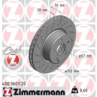 ZIMMERMANN FREN DISKI ON MERCEDES S-CLASS W220 98 05 (A2204210912)