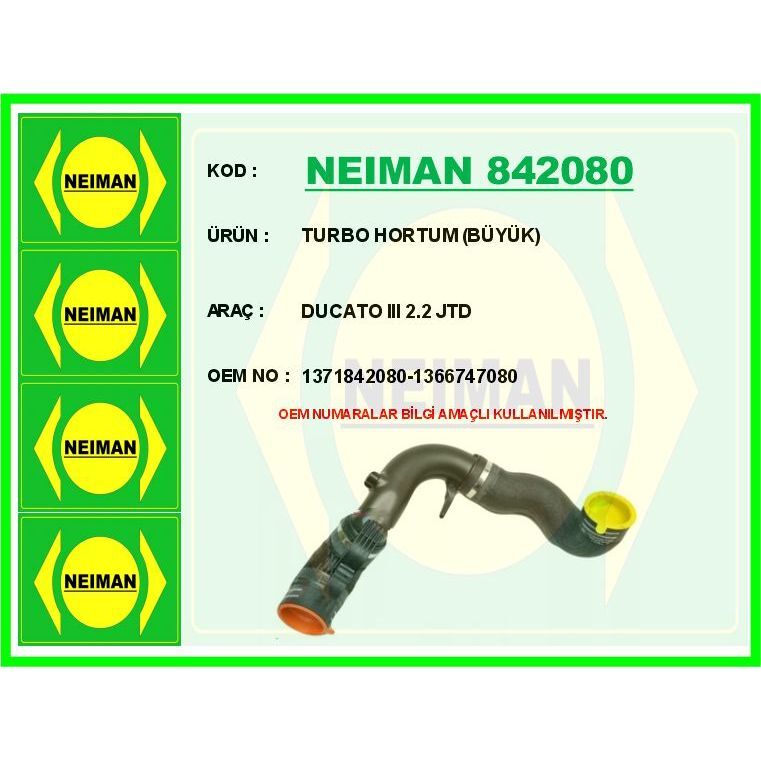 BESCHER TURBO HORTUM BÜYÜK BOXER III-JUMPER III-DUCATO III 06> 2.2 JTD (1366747080)
