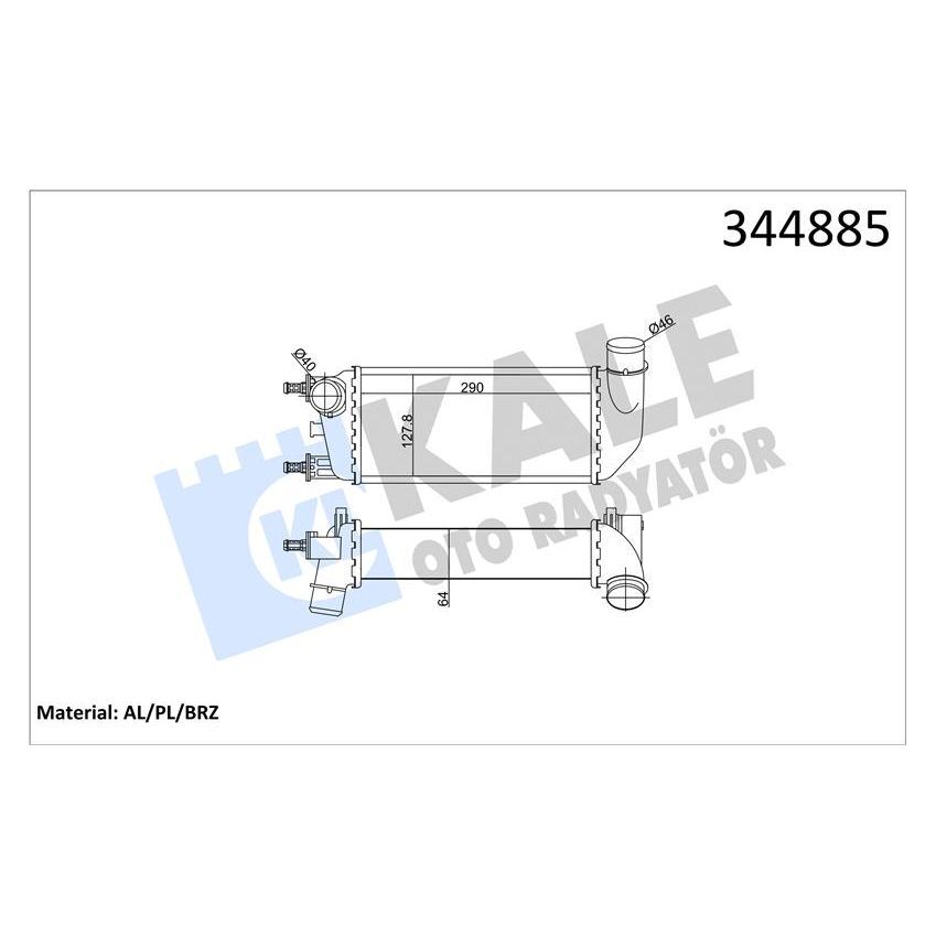 KALE RADYATOR TURBO RADYATÖRÜ INTERCOOLER FIAT 500 1.3 DMTJ 08 FORD KA 1.3 TDCİ 08 AL/PL/BRZ (1560794)