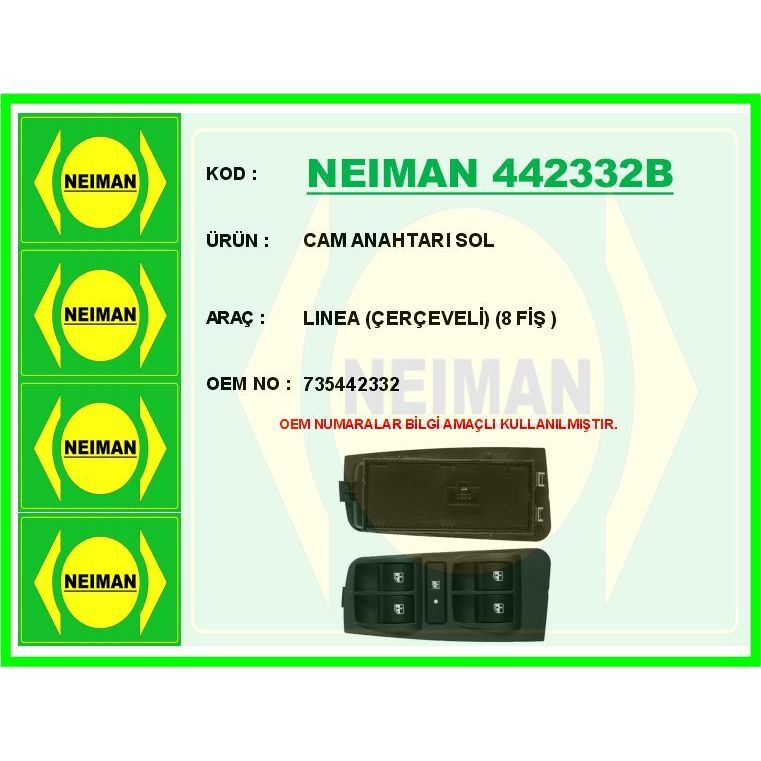 BESCHER CAM ANAHTARI SOL LINEA ÇERÇEVELİ 8 FİŞ (735442332)