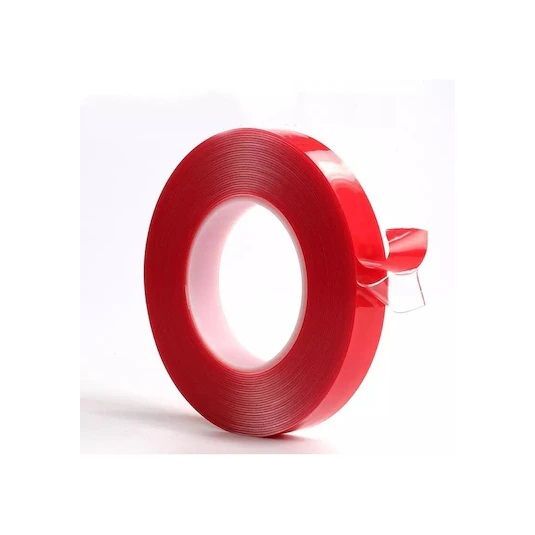 CEVHERS ÇİFT TARAFLI BANT 15MM X 5MT KIRMIZI ŞEFFAF