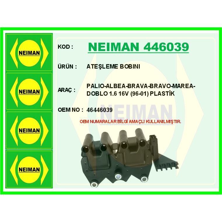 BESCHER ATEŞLEME BOBINI PALIO-ALBEA-BRAVA-BRAVO-MAREA-DOBLO 1.6 16V 96-01 (46446039)