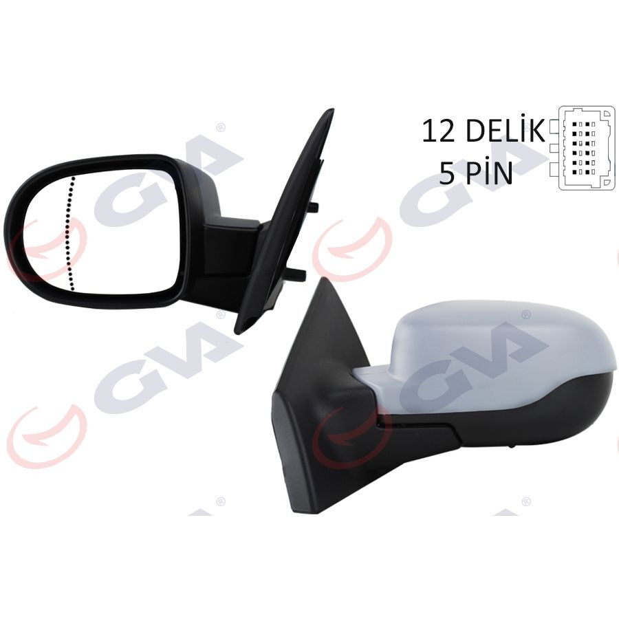 GVA DIŞ DİKİZ AYNASI SOL CLIO 09> ELEKTRİKLİ ISITMALI ASTARLI ASFERİK 5 FİŞ VM-6135EHPAL (7701071871)